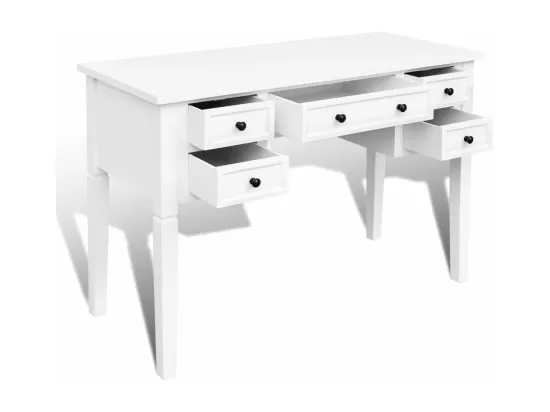 Bureau blanc à 5 tiroirs