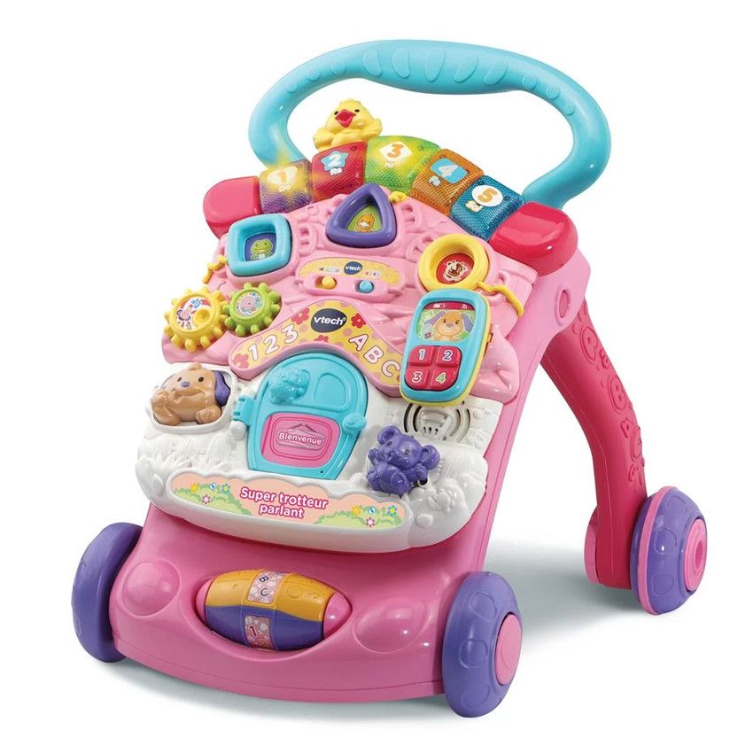 Super trotteur parlant 2-en-1 - Rose - Ecru