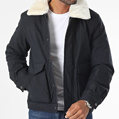 Veste Col Mouton Bleu Marine