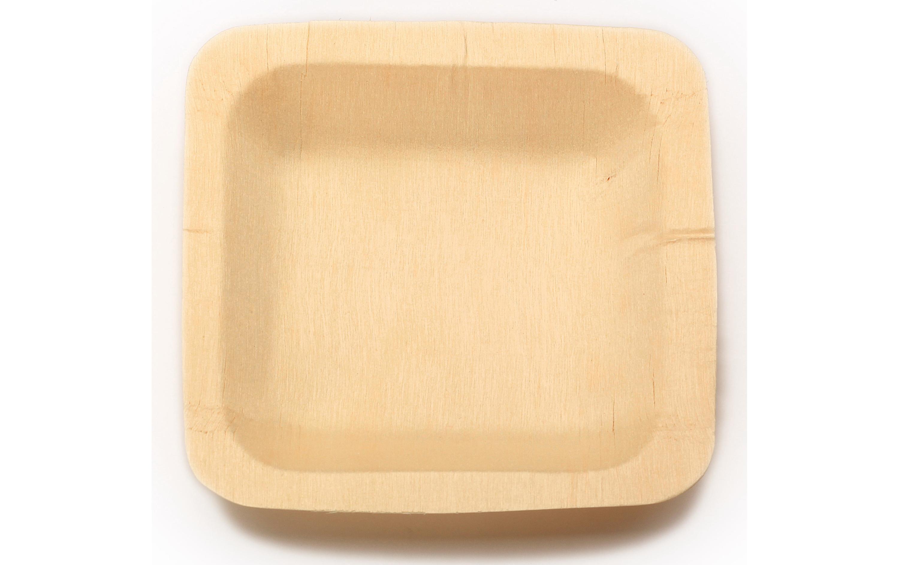 Einweg-Schale 11 x 11 cm, 50 StückViereckige Einwegschalen aus FSC Holz