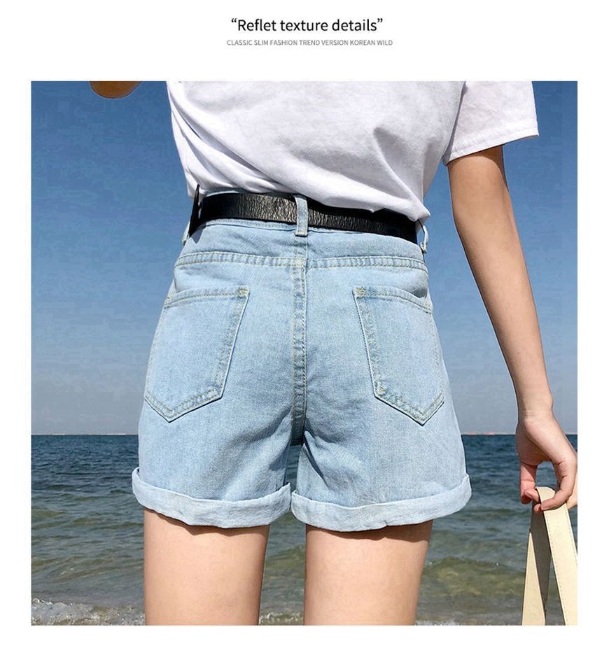 Baoinie - Denim shorts met hoge taille en opgerolde zoom