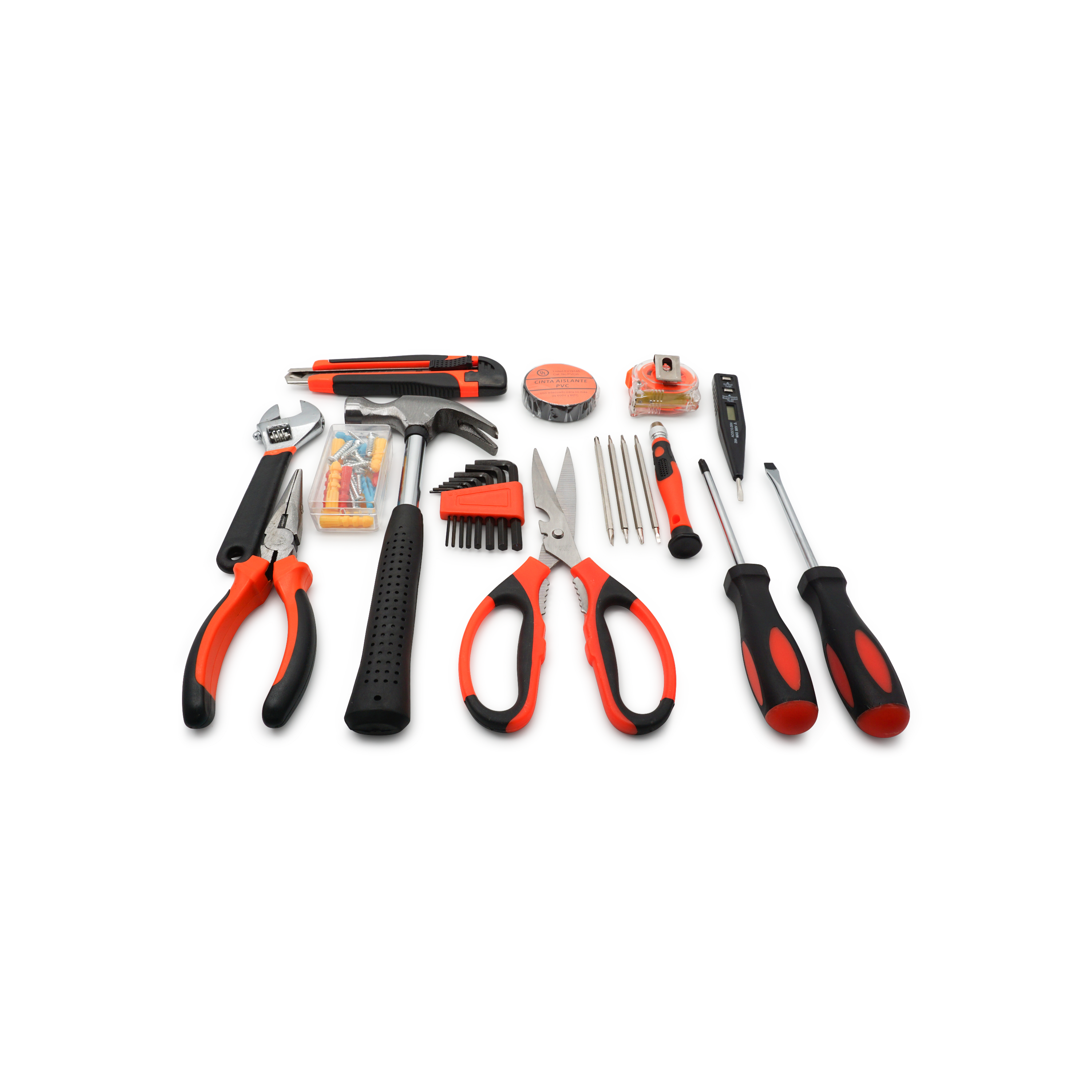(45-tlg. Set) Universal Werkzeug Koffer Heimwerker Kit - Schwarz / Orange