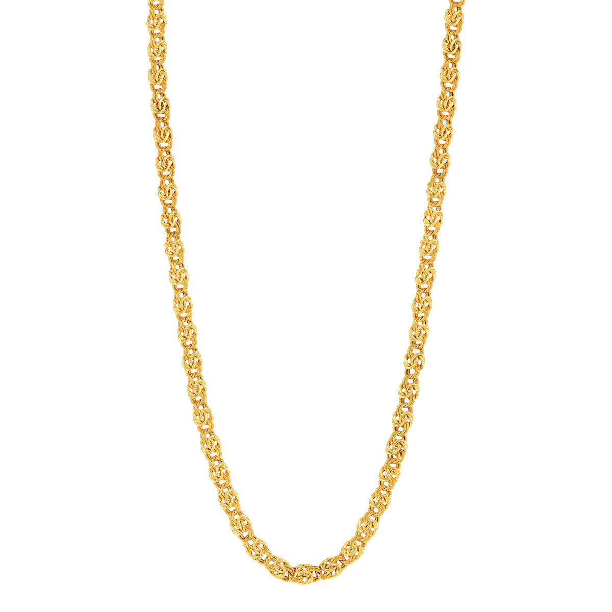 Collier or jaune 375 maille royale ciselée 45 cm