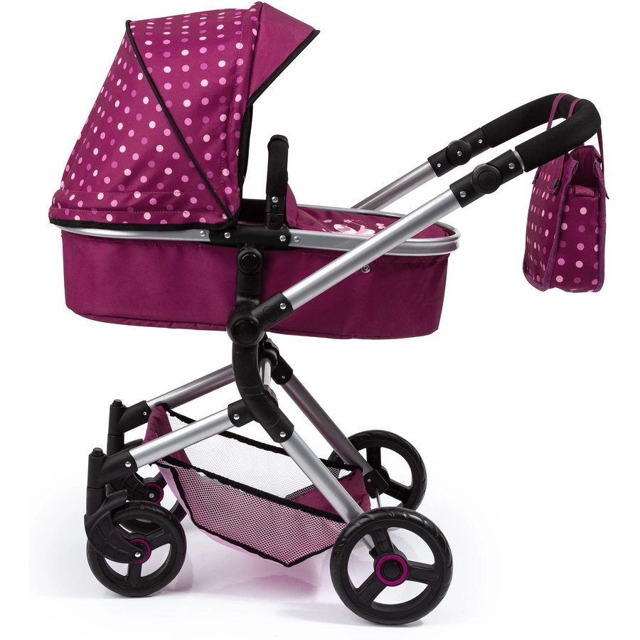 bayer Design Kombi-Puppenwagen Neo Vario bordeaux mit Punkten und Fee