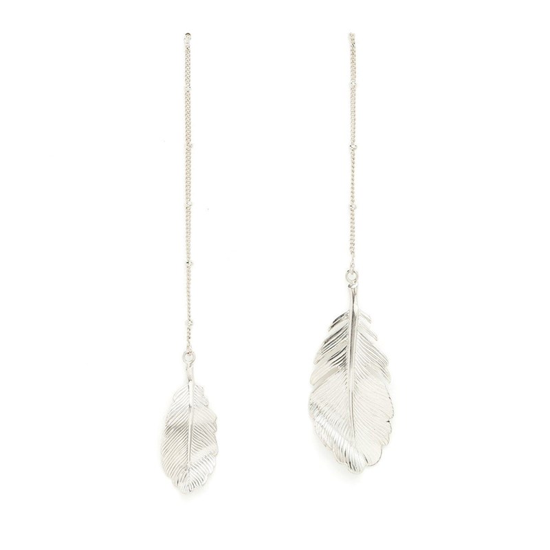 boucles d'oreilles pendantes feuilles plaqué argent - ZÉPHYR