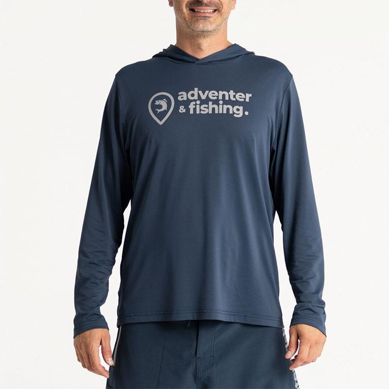 Sweat Homme Adventer & Fishing Golon Anti Uv À Capuche - Marine
