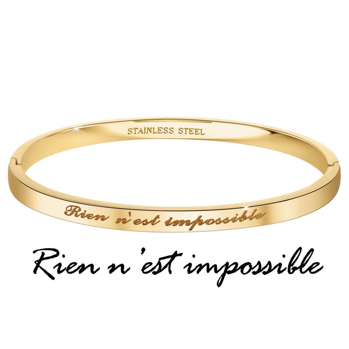 Rien n'est impossible - Bracelet SC Crystal en Acier Finement doré