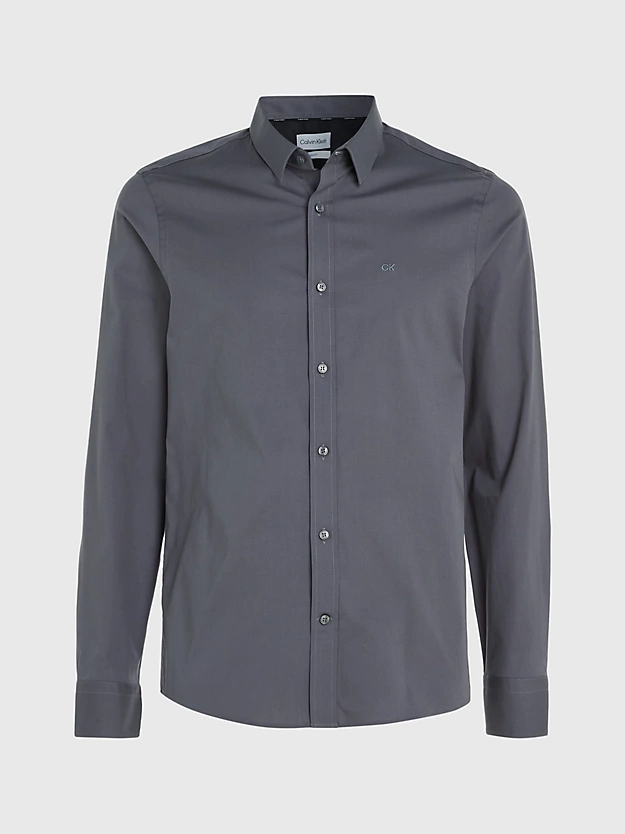 Camisa justa de popeline elástica