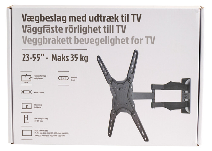 Fladskærmsbeslag med udtræk og kip 23-55