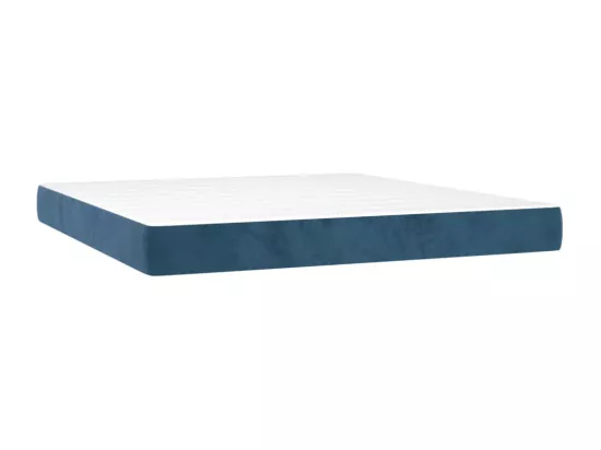 Sommier tapissier matelas et LED Bleu foncé 180x200 cm Velours