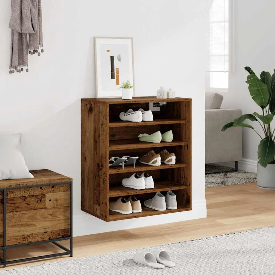 vidaXL - 5-laags Schoenenkast 10 paar - Oud hout - 60x35x70 cm