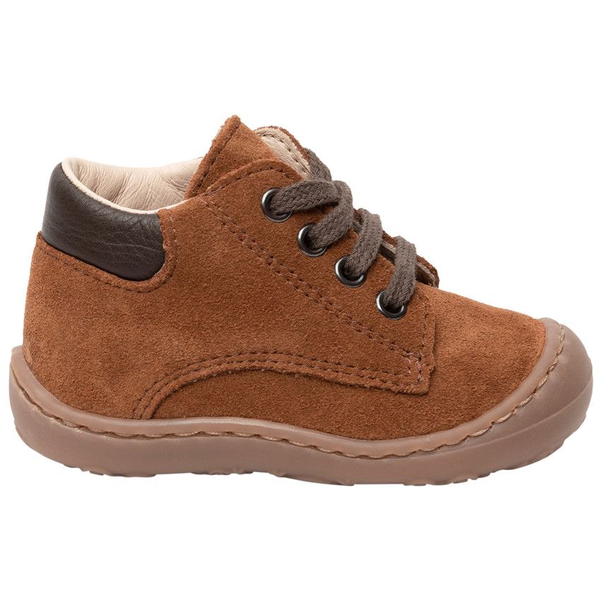 Bottillons camel en cuir pour bébé garçon - Marron