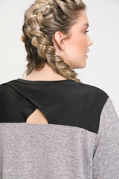 T-Shirt, Mesh-Schulter, Caree-Ausschnitt, Halbarm