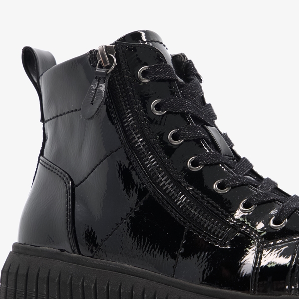 Softline hoge dames sneakers zwart lak