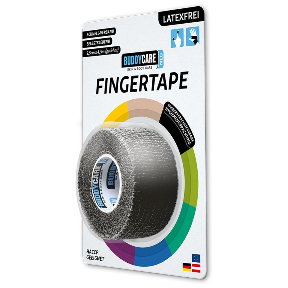 BUDDYCARE® MED Fingertape SCHWARZ 2,5cmx4,5m Latexfrei