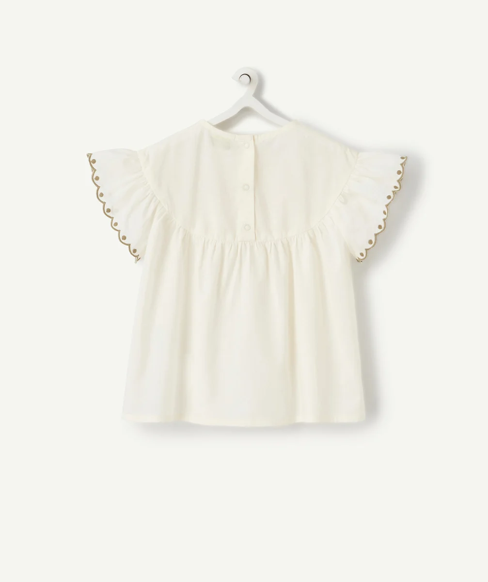 BLOUSE BÉBÉ FILLE EN COTON À MANCHES COURTES AVEC BRODERIES