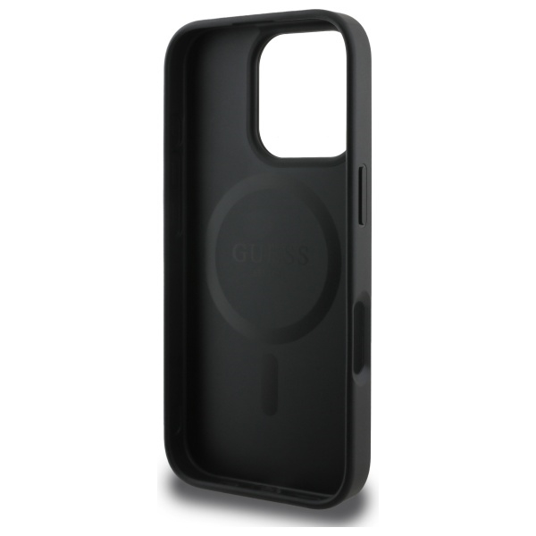 iPhone 16 Pro Max MagSafe Leder Hardcase Hülle Grained Ring (GUHMP16XPGHSMMK) - Schwarz