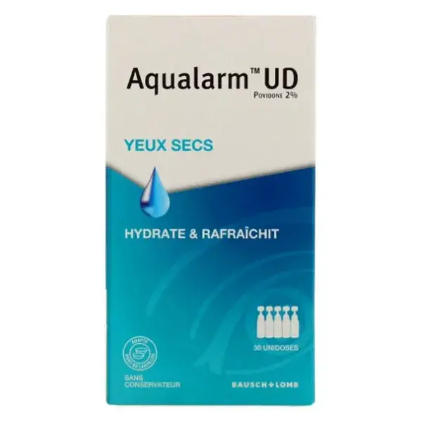 Bausch & Lomb Aqualarm Povidona 2% em dose única para olhos secos e desconfortáveis, 30 x 0,6 ml