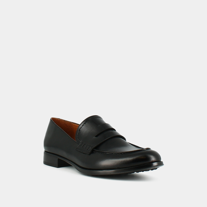 Mocassins à bouts ronds  en cuir noir