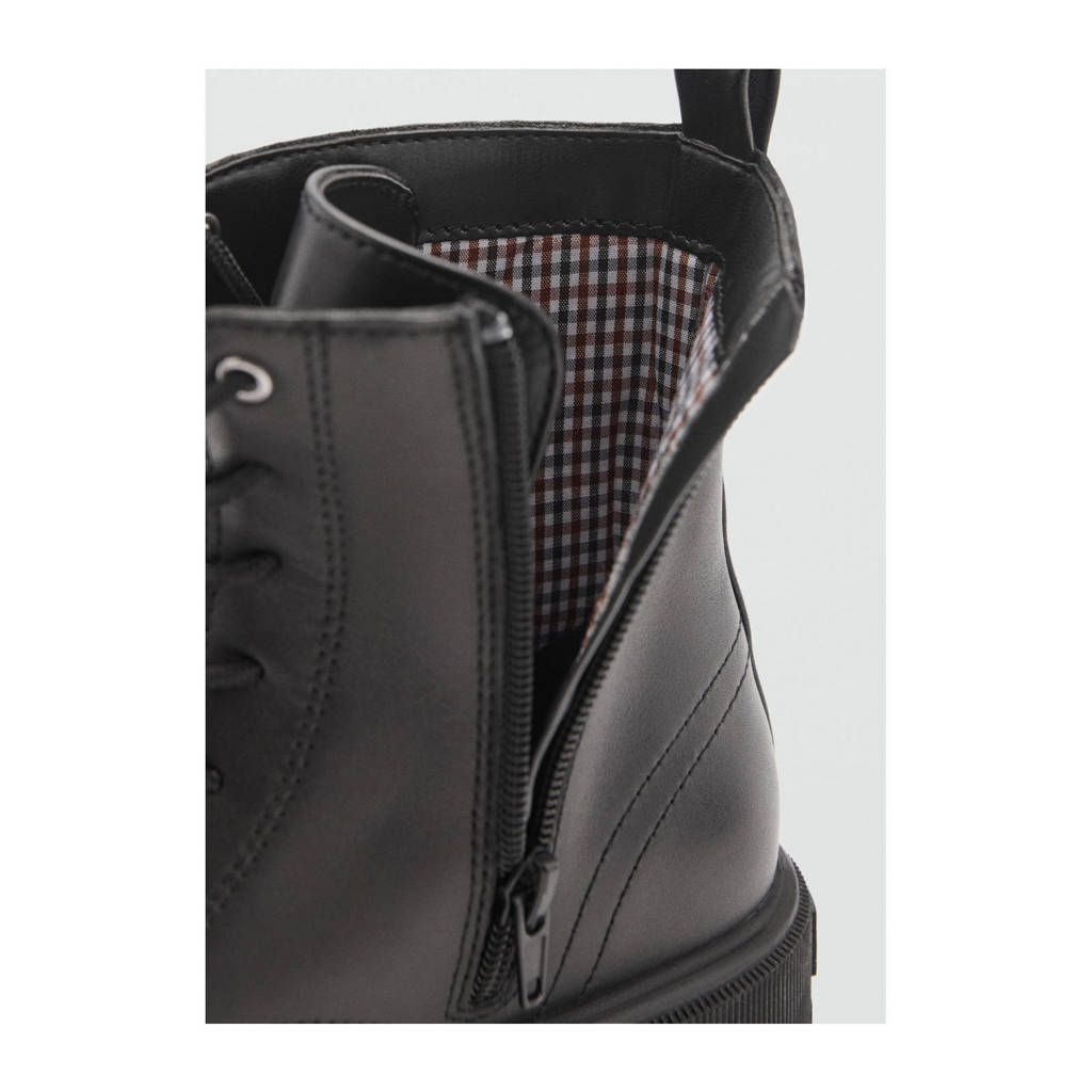 Mango Kids leren veterboots zwart