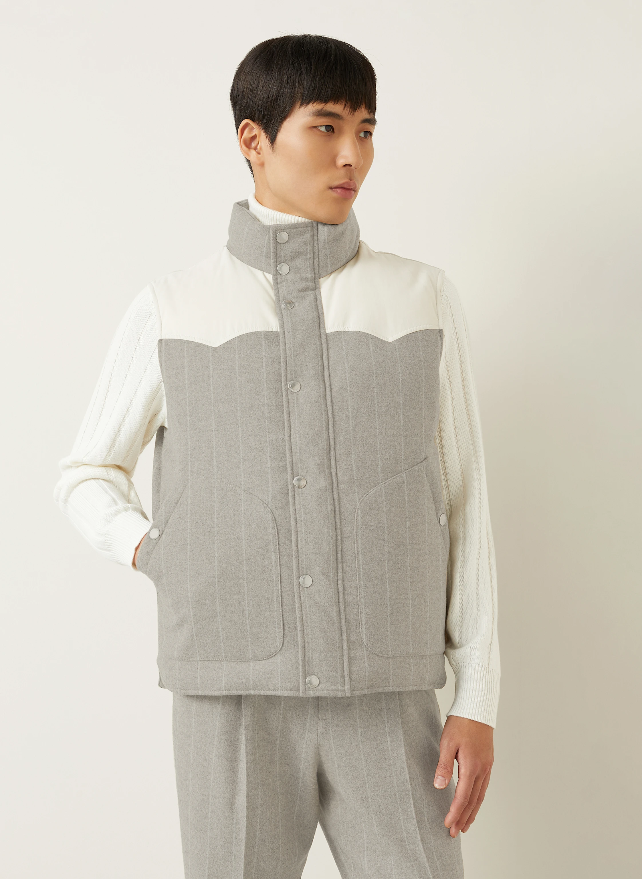 BRUNELLO CUCINELLI Daunenweste im Materialmix