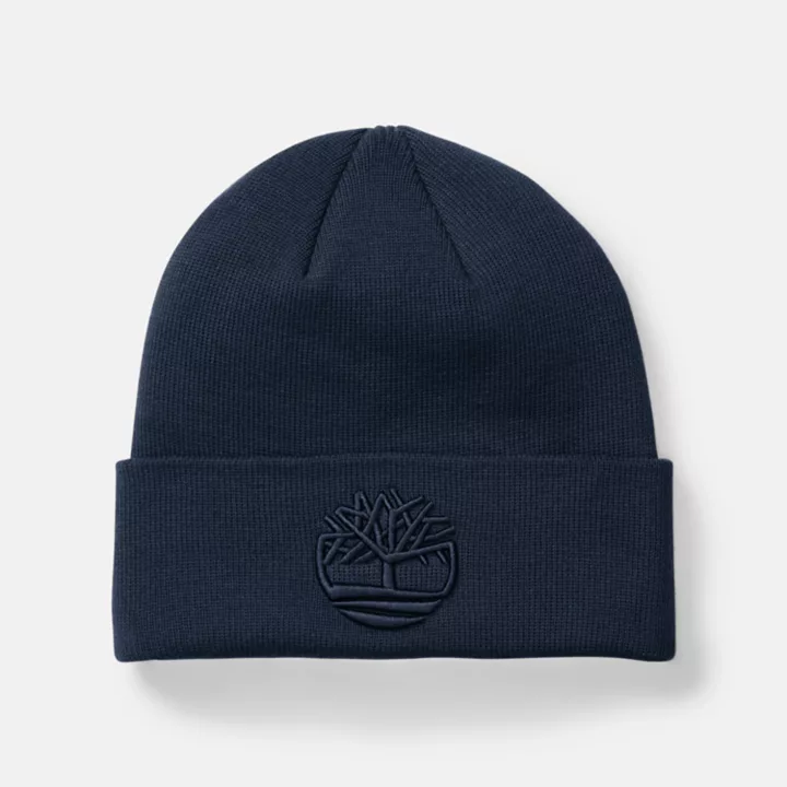 Bonnet avec broderie en 3D ton sur ton pour homme en bleu marine