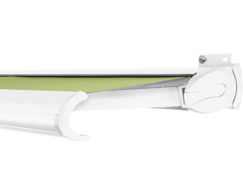 SOLUNA cassettescherm Exclusiv 2x1,5 doekdesign 7244 frame RAL 9010 verkeerswit aandrijving rechts incl. motor en wandschakelaar