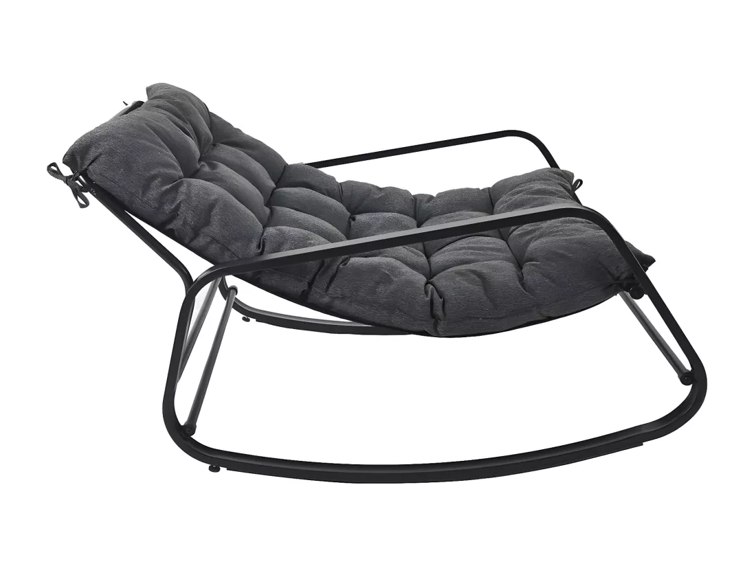 VIDIA - Fauteuil à Bascule Anthracite avec Coussin Capitonné