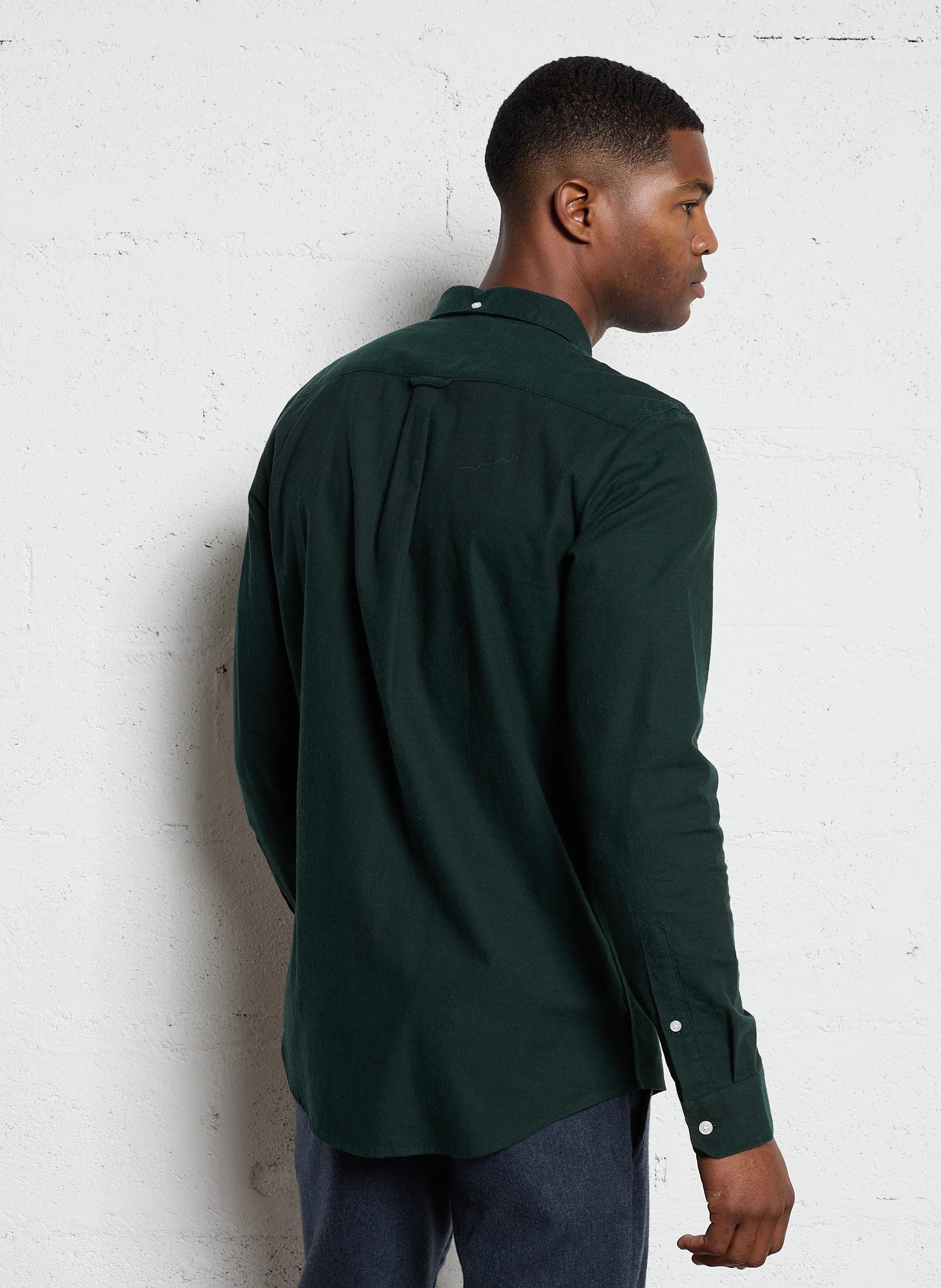 STEEN - Chemise col américain slim-fit en coton biologique | Bleu