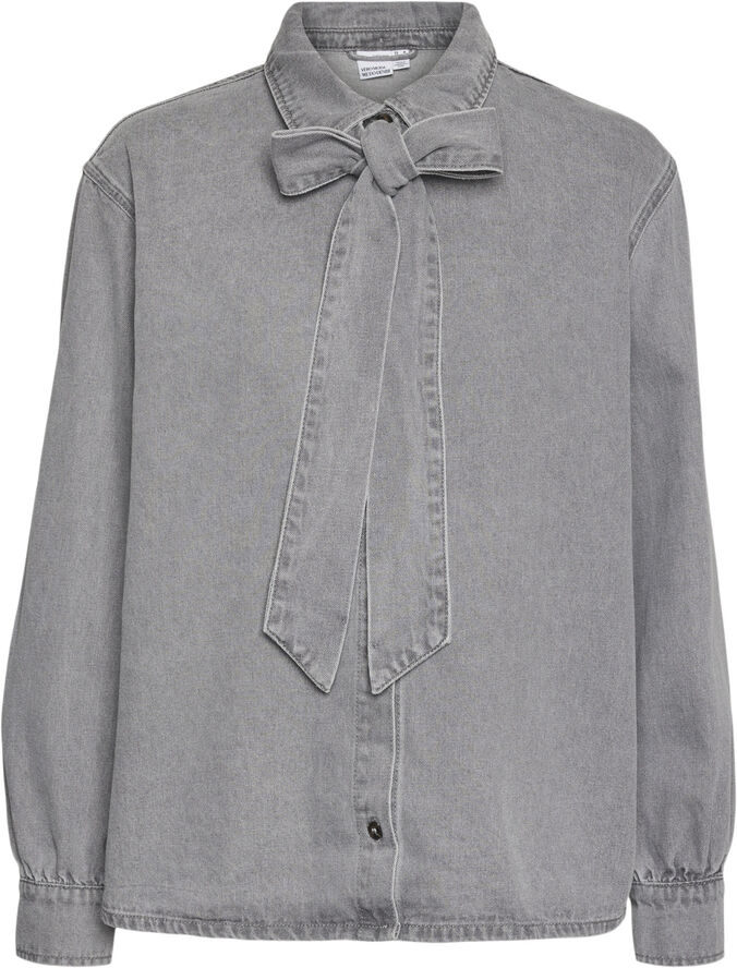 Vero Moda VMPAIGE LS BOW DNM SHIRT GU216 Light grey denim