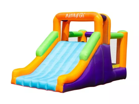 Château Gonflable Toboggy avec toboggan XXL et mur d'escalade, Surface 435x200x220 cm - souffleur et sac de rangement inclus