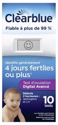 Test d'Ovulation Digital Clearblue avec Lecture de Deux Hormones - 10 tests
