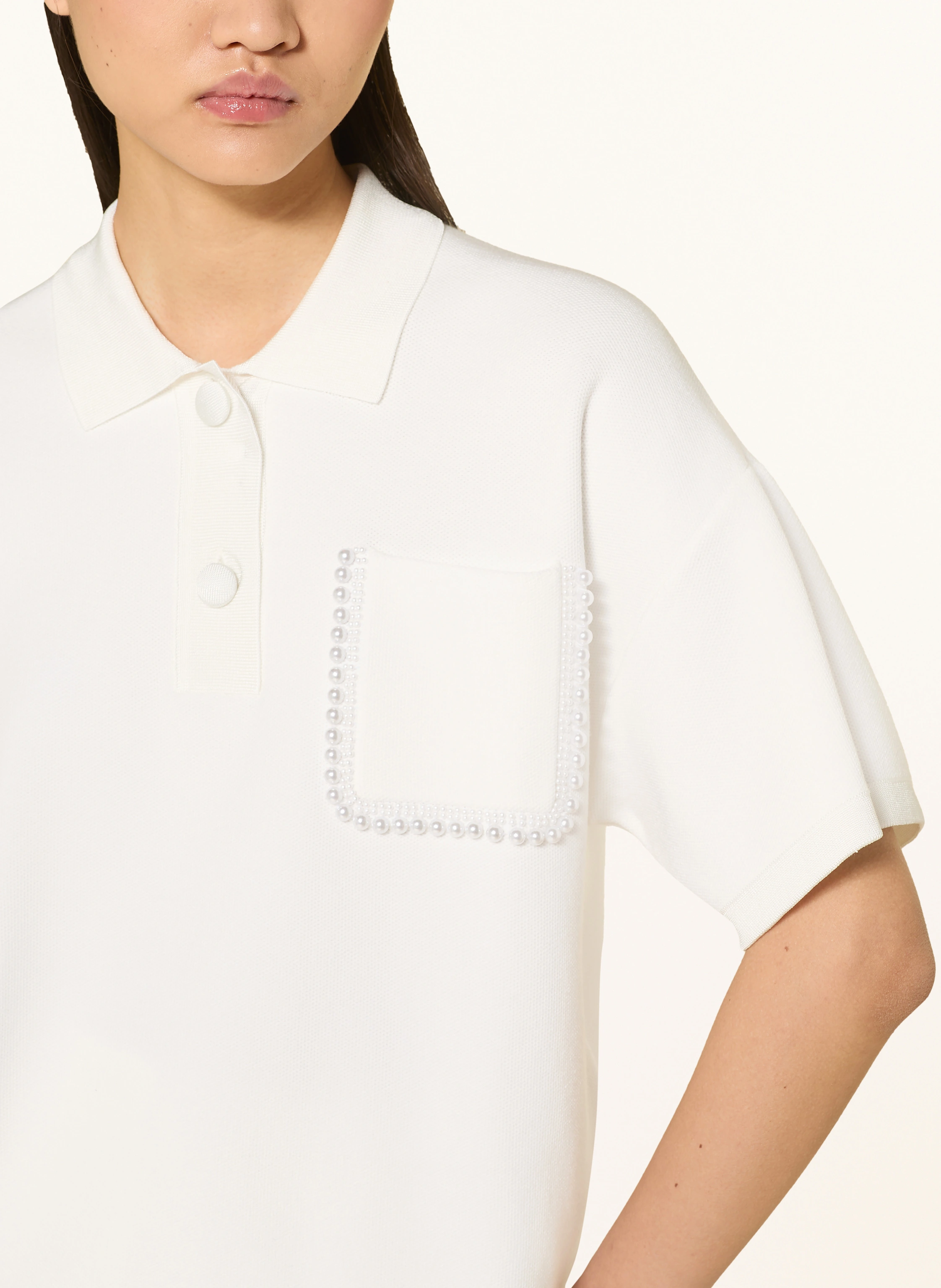 LIU JO Piqué-Poloshirt mit Schmuckperlen