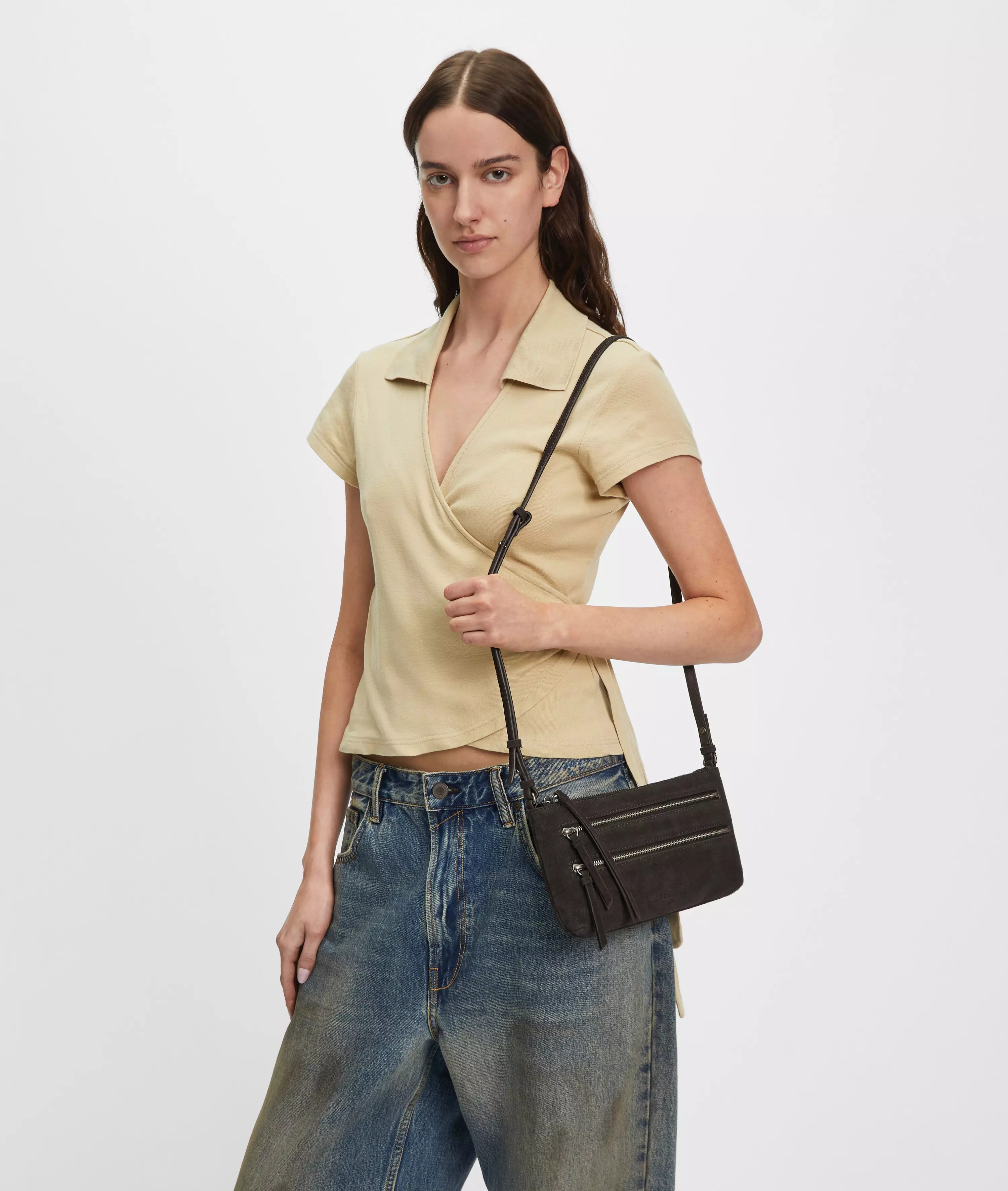 Crossbody Handy shoulder bag made from soft suede