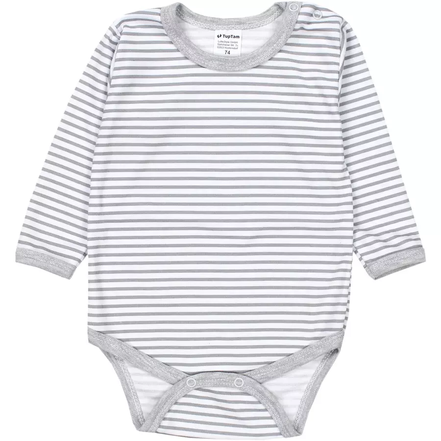 TupTam Jungen Baby Body Langarm 5er Pack grauweiß