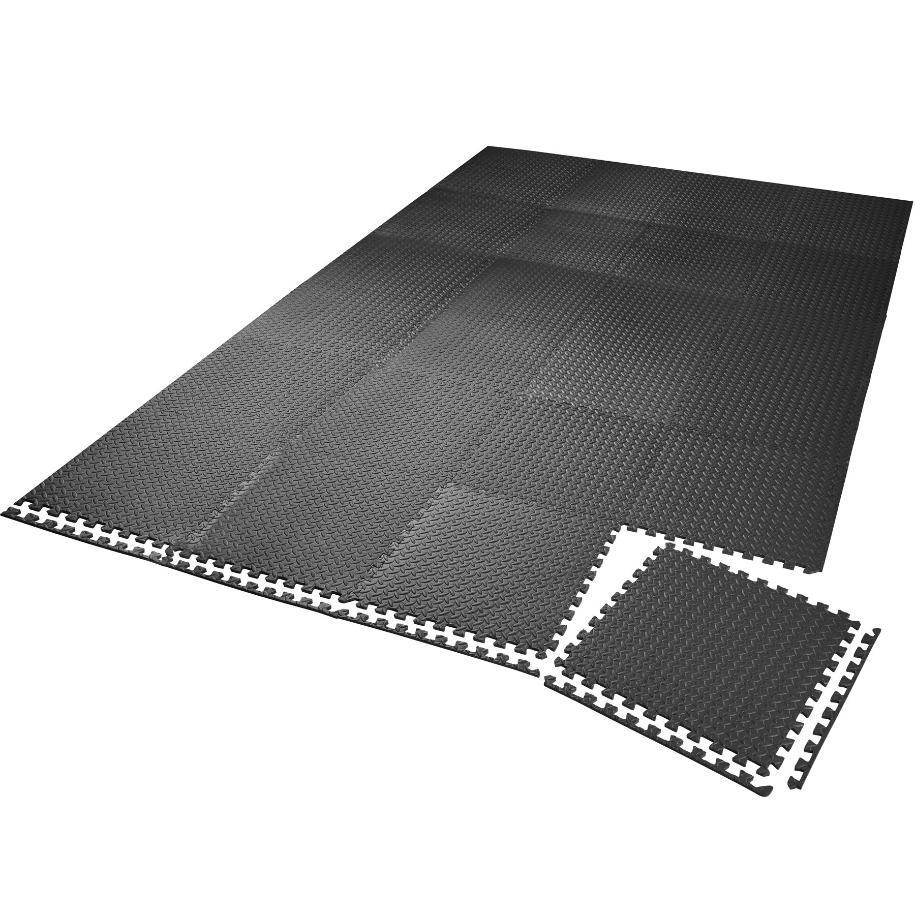 tectake® Schutzmattenset, 24-teilig mit 48 Randstücken, weich und rutschfest, leichte Reinigung und flexibel erweiterbar