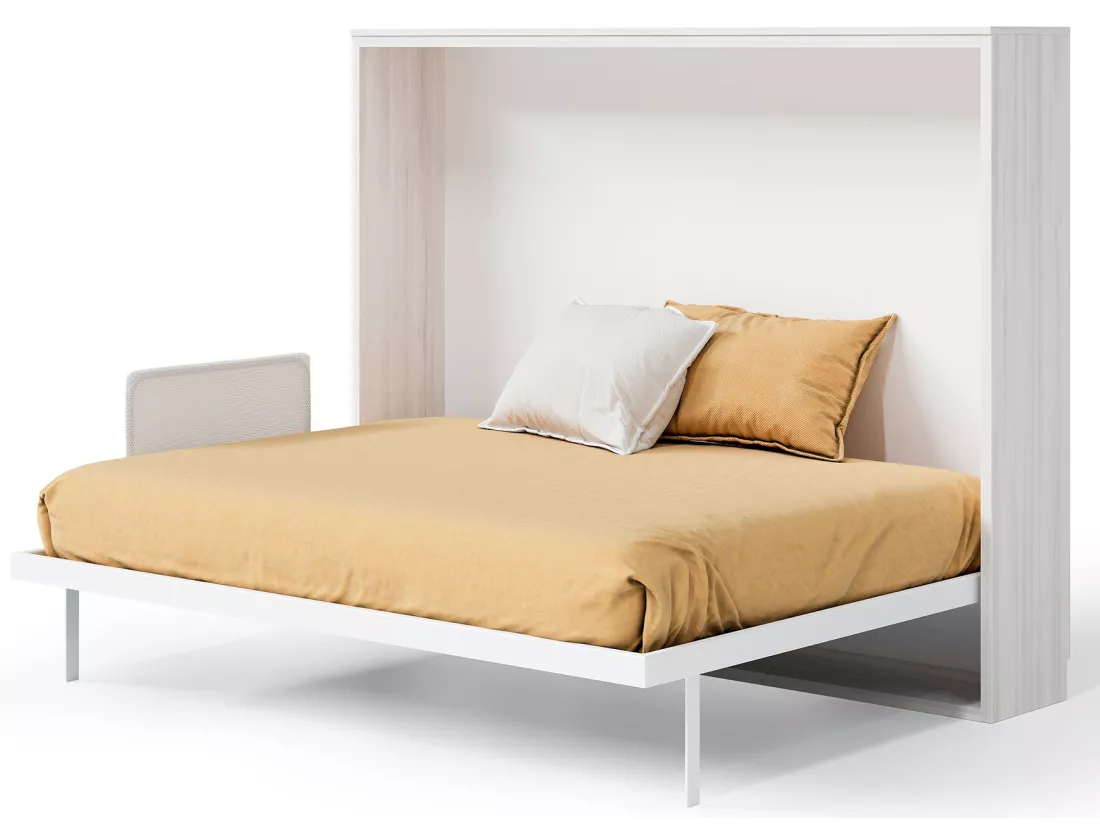 Lit escamotable horizontal 140x190 Angelina-Avec matelas-Encadrement Cambrian-Façade Cambrian