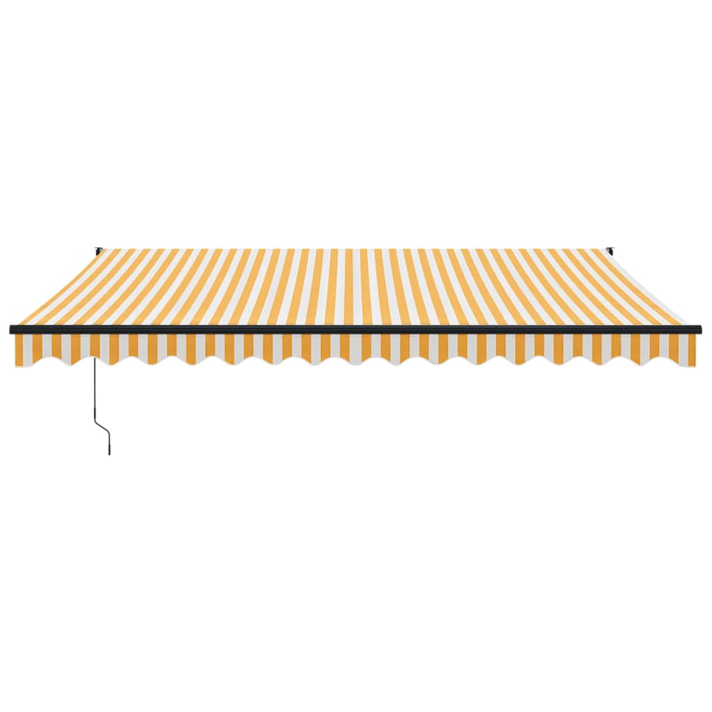 Auvent rétractable jaune et blanc 4x3 m tissu et aluminium