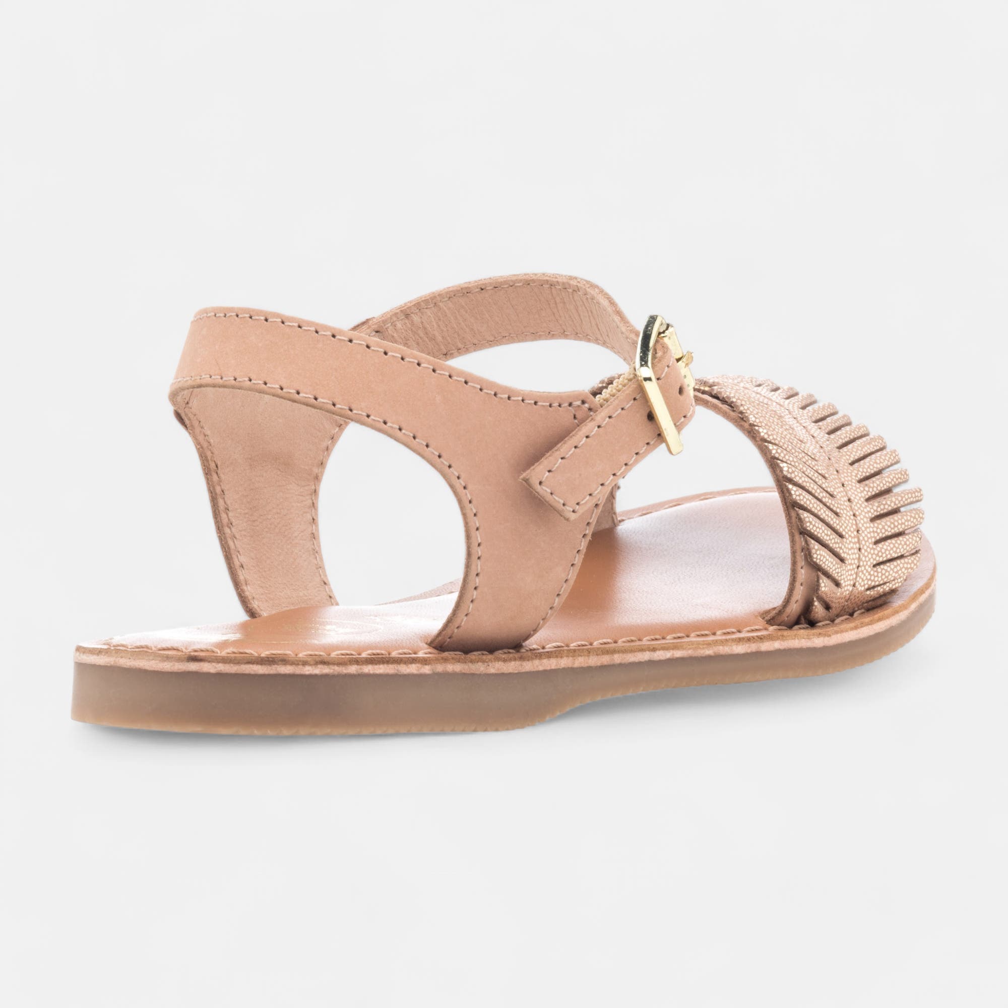 Nu-pieds Fille en cuir rose