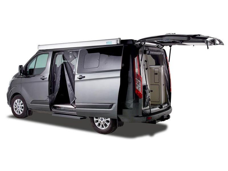 Van Quito Schiebetürenmoskitonetz, fine-mesh, links Schiebetürenmoskitonetz Reissverschluss für Ford Custom (2012 - 2023)