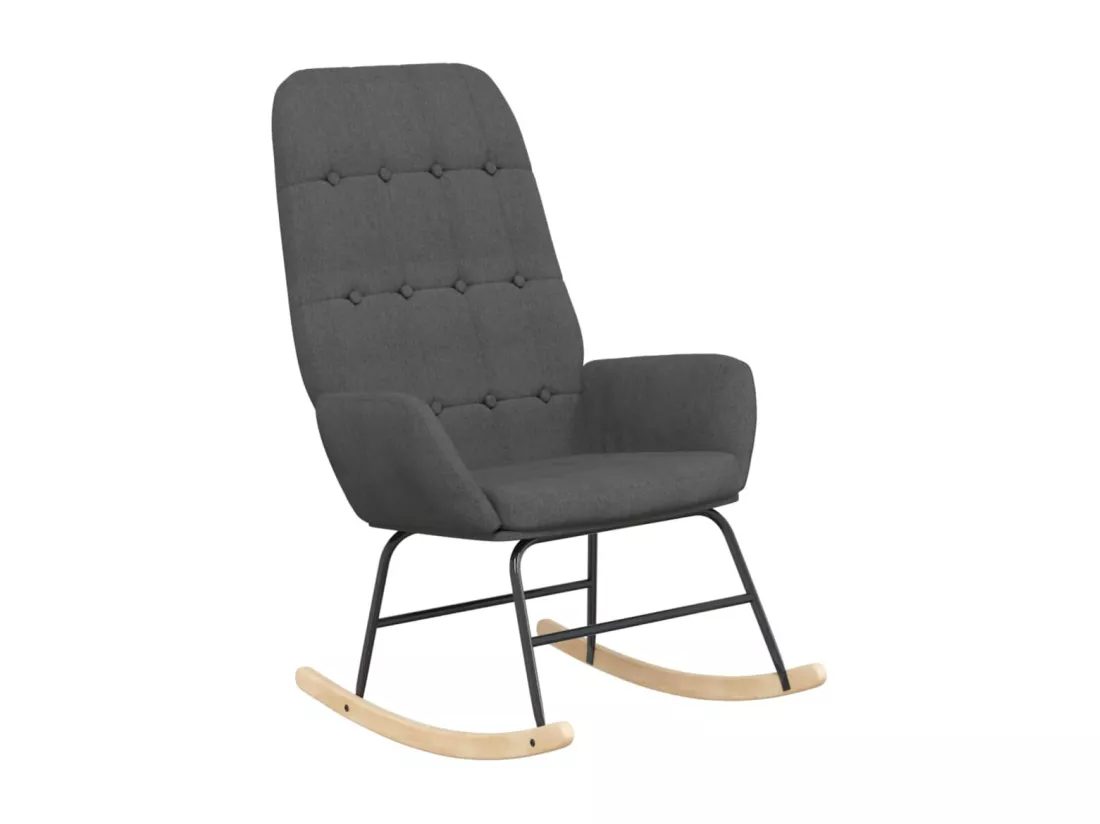 Chaise à bascule avec repose-pied Gris foncé Tissu