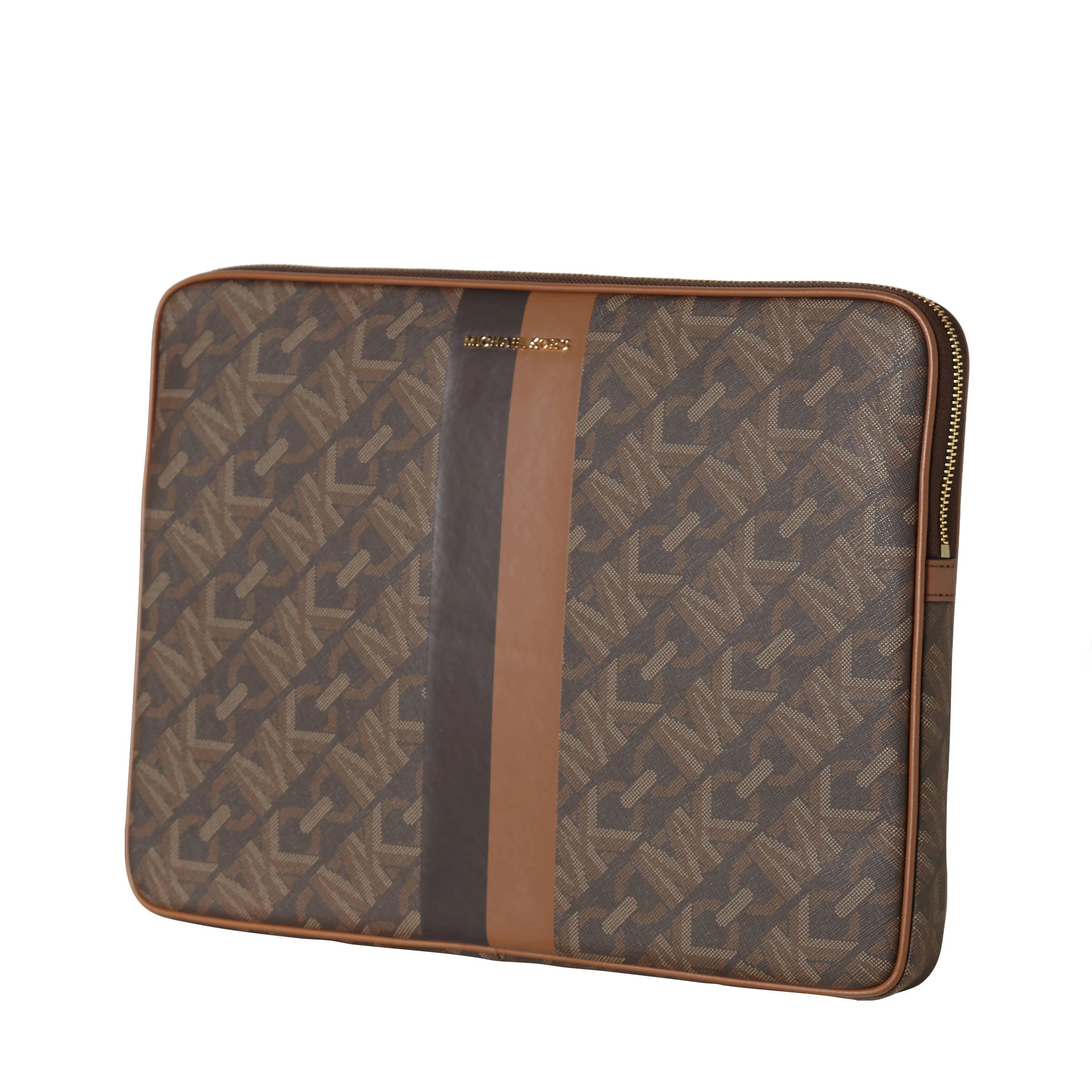 Michael Kors 13 inch laptopsleeve met logoprint donkerbruin