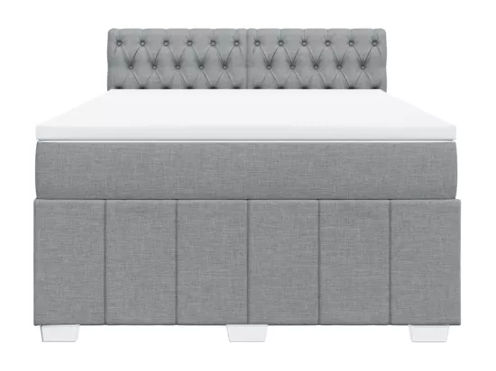 Sommier à lattes de lit avec matelas Gris clair 160x200cm Tissu