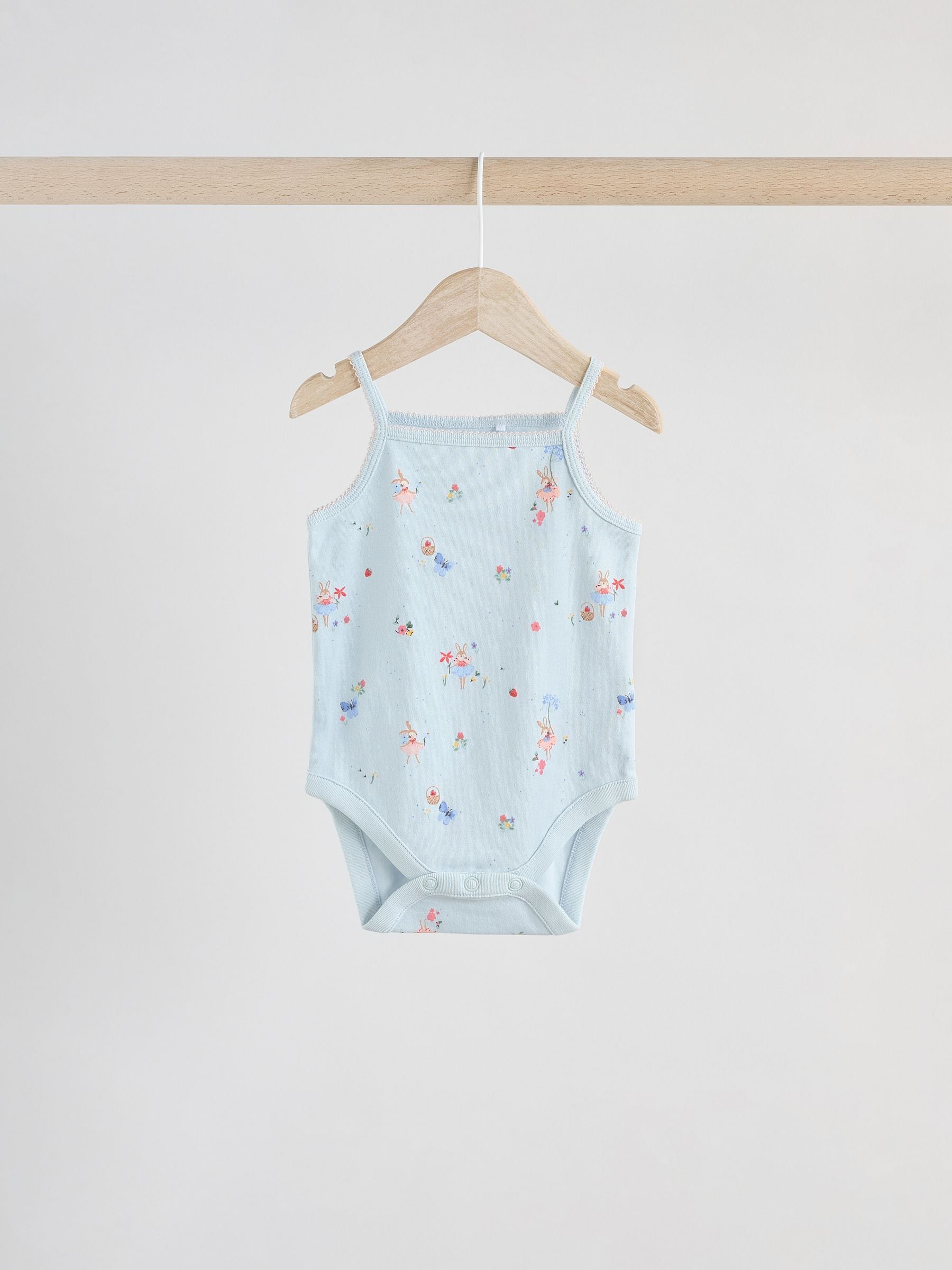Cream aardbei bunny - Set van 5 katoenen hemdrompertjes voor baby's