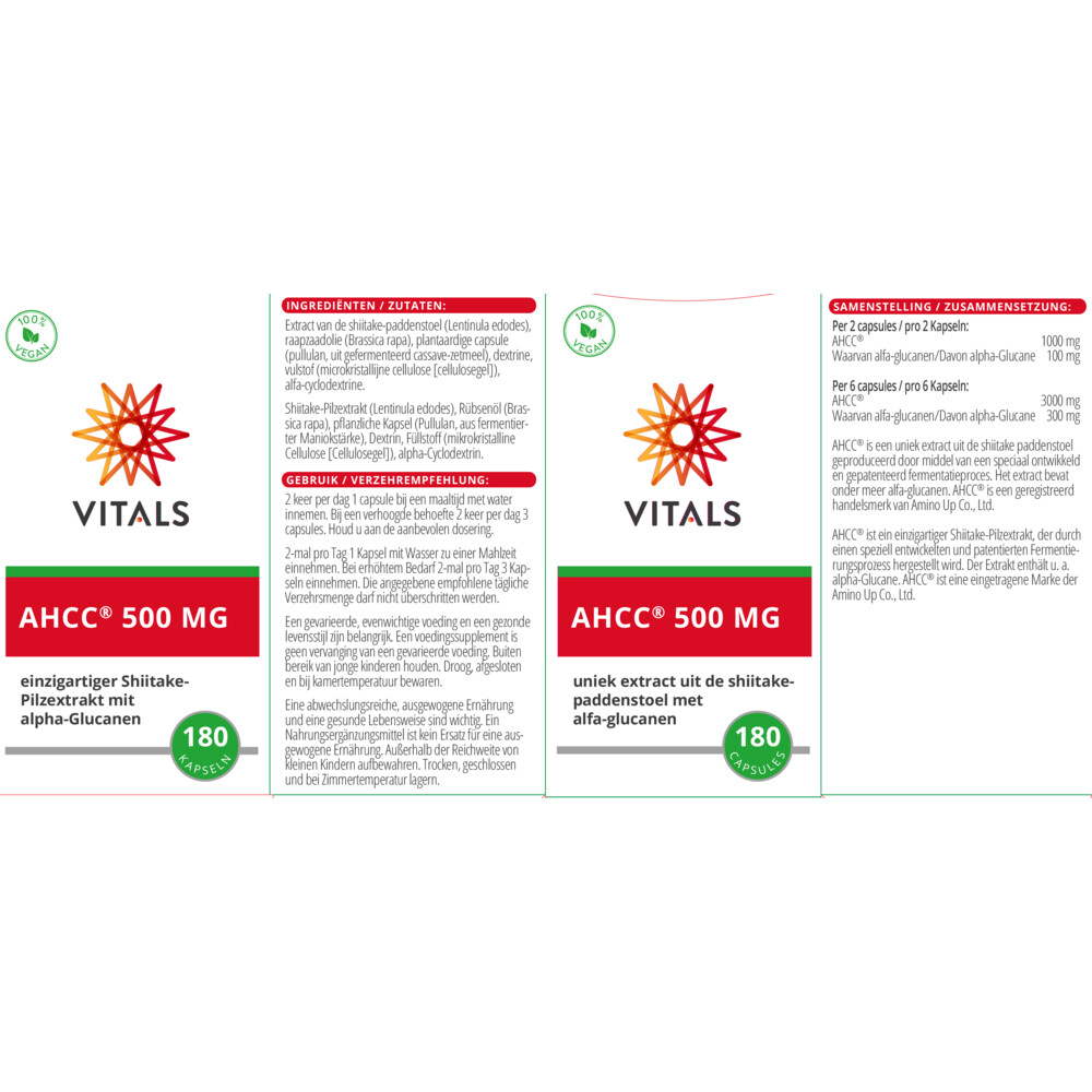 Vitals AHCC 500mg180 capsules