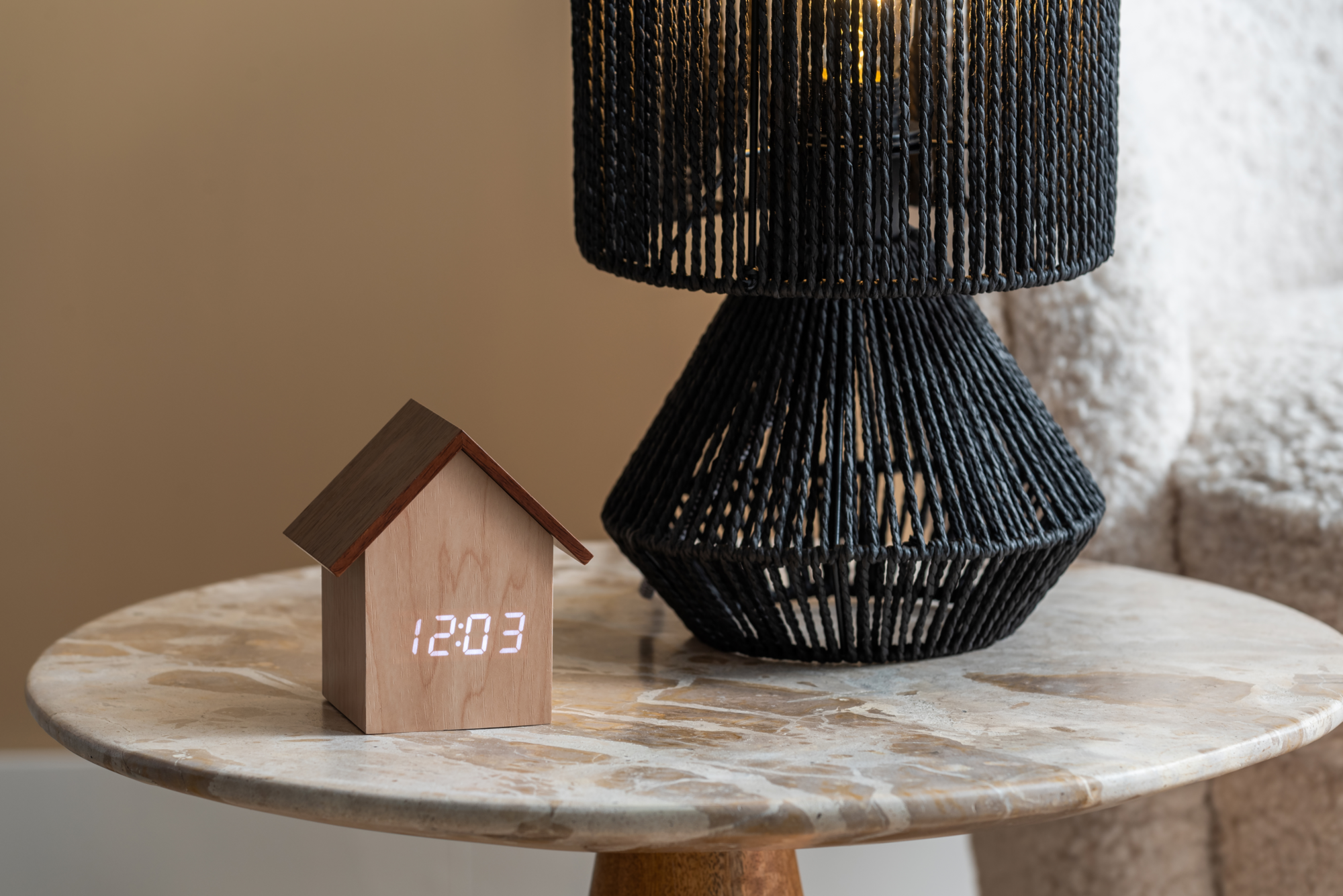 Alarm clock House LED dark wood veneer