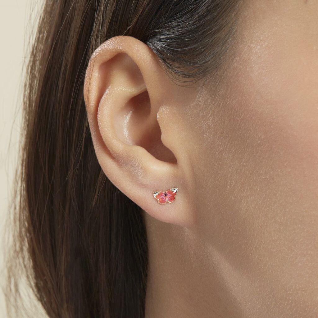 Boucles D'oreilles Puces Sulivia Papillon Or Jaune