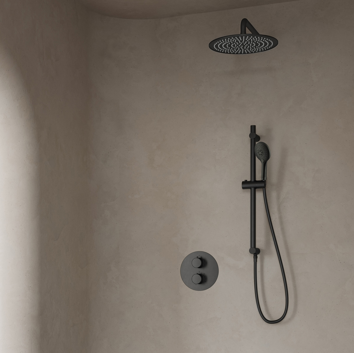 Saniclear Iron inbouwregendouche rond met 30cm hoofddouche, wandarm, 2 standen handdouche en glijstang verouderd ijzer - gunmetal