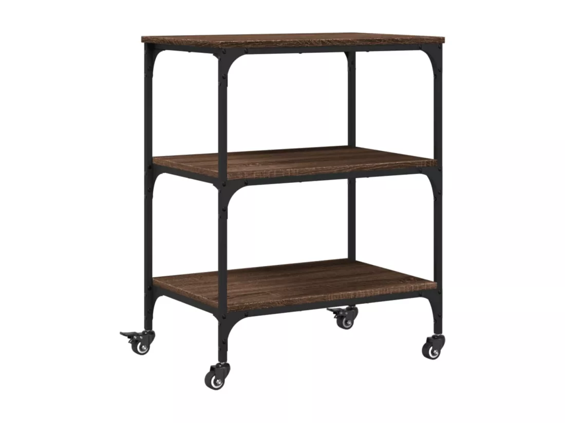 Chariot de cuisine chêne marron 60x41x76 cm bois d'ingénierie
