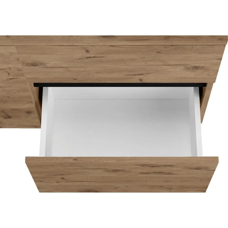Wisla - Wastafelonderkast met 1 deur / 1 klep / 1 lade in eikenoptik